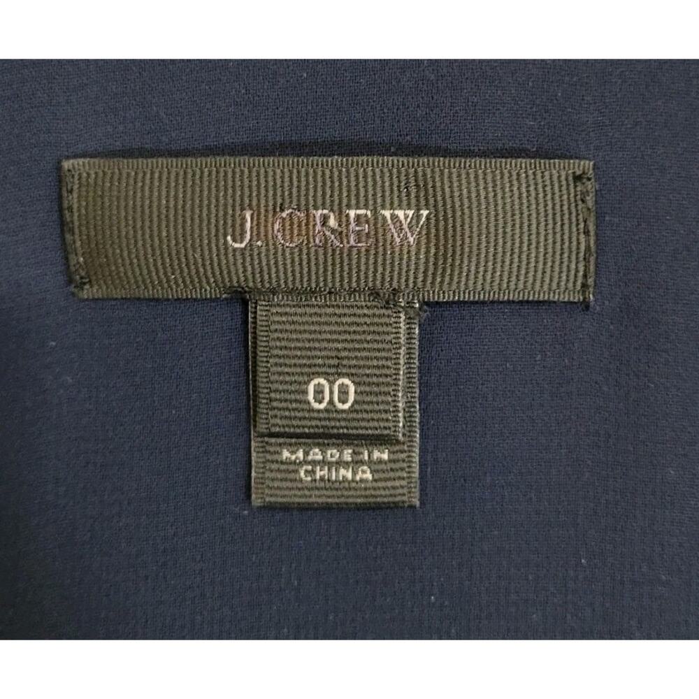 J Crew Navy Blue Silk Long Sleeve V-Neck Lined Blouse Size 00 - Picture 5 of 6